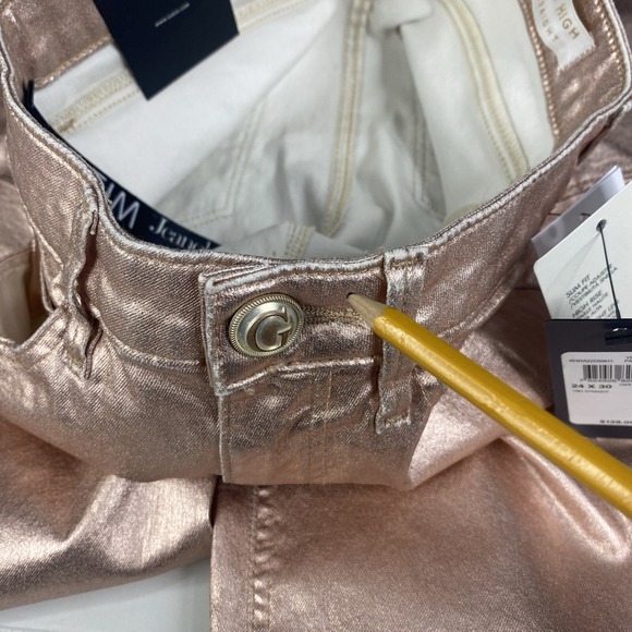 Guess 1981 High Rise Straight‎ Leg Jeans Papete Pink Metallic Stretch SZ 24x29 - Picture 8 of 16